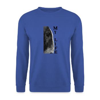 Chemise miniature Bull Terrier Bullielove - Sweat-shirt Unisexe - bleu royal - Devant - Alina (178cm) & Michal (187cm)