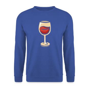 Weinglas mit roten Lippen - Unisex Pullover - Royalblau - Vorne - Alina (178cm) & Michal (187cm)