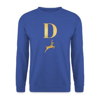 Goldener Hirsch Brief - Geschenkidee - Unisex Pullover - Royalblau - Vorne - Alina (178cm) & Michal (187cm)