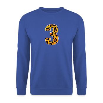 Leopard 3 Zahl Muster - Unisex Pullover - Royalblau - Vorne - Alina (178cm) & Michal (187cm)