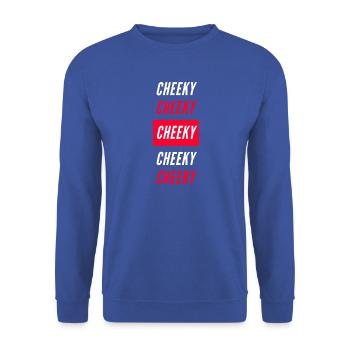 Cheeky Block-Typografie - Unisex Pullover - Royalblau - Vorne - Alina (178cm) & Michal (187cm)