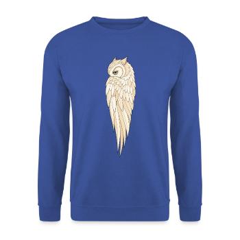 Krafttier Eule Mystisches Tattoo  - Unisex Pullover - Royalblau - Vorne - Alina (178cm) & Michal (187cm)