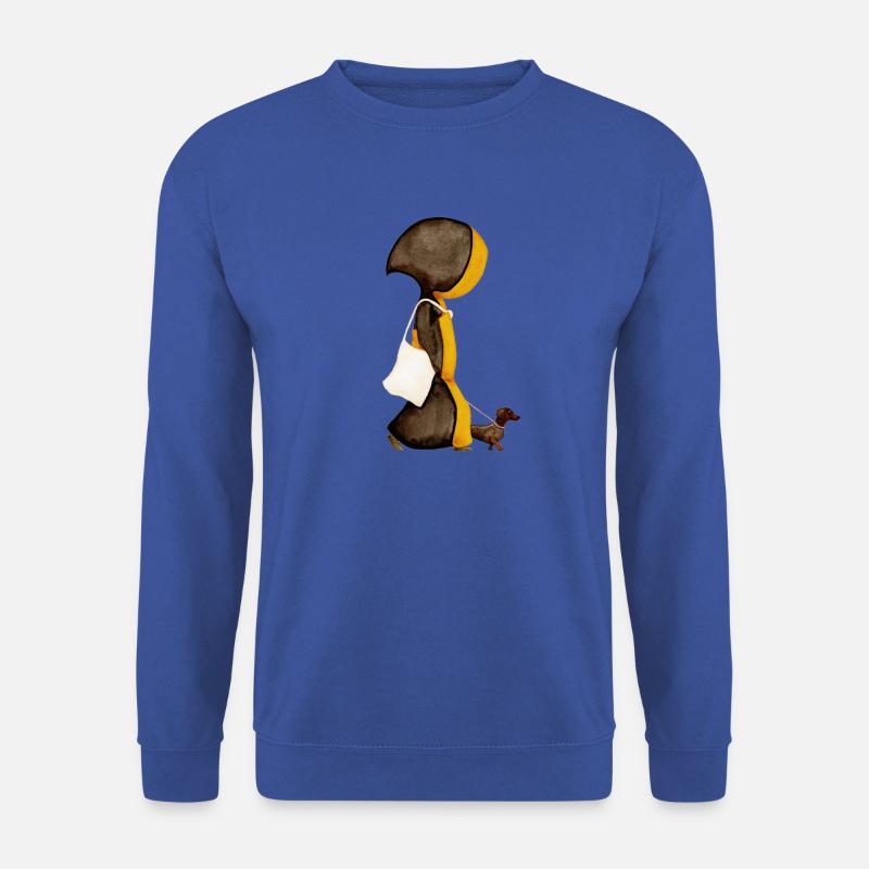 Münchner Kindl mit Jutebeutel und Dackel - Unisex Pullover - Royalblau