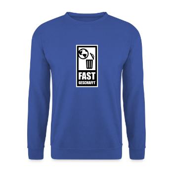 fast geschafft - Unisex Pullover - Royalblau - Vorne - Alina (178cm) & Michal (187cm)