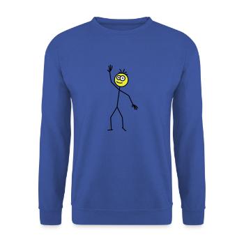 Happy Stick Figure - Unisex Pullover - Royalblau - Vorne - Alina (178cm) & Michal (187cm)