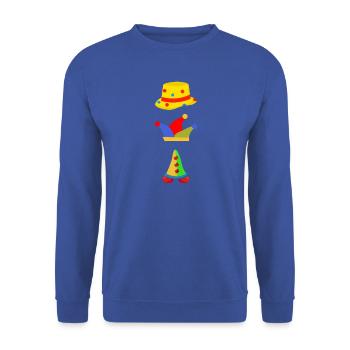 Bunter Narr im Fragment - Unisex Pullover - Royalblau - Vorne - Alina (178cm) & Michal (187cm)