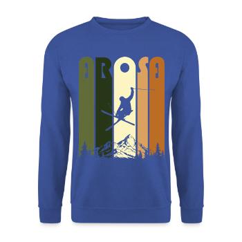 ArosaRetroGreen - Unisex Pullover - Royalblau - Vorne - Alina (178cm) & Michal (187cm)