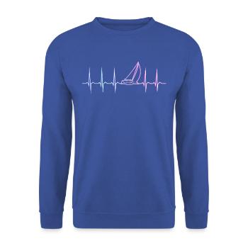 Herzschlag EKG Segelboot segeln - Unisex Pullover - Royalblau - Vorne - Alina (178cm) & Michal (187cm)