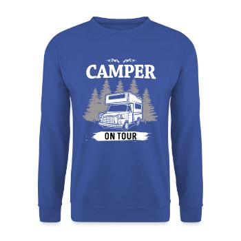 Camper on Tour - Unisex Pullover - Royalblau - Vorne - Alina (178cm) & Michal (187cm)