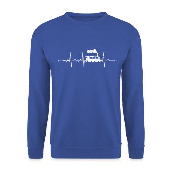 Herzschlag Lokomotive - Unisex Pullover - Royalblau - Vorne - Alina (178cm) & Michal (187cm)