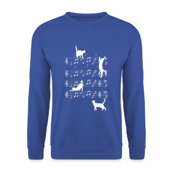 Musik Katze - Unisex Pullover - Royalblau - Vorne - Alina (178cm) & Michal (187cm)