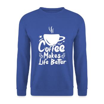 Lustiger Kaffeespruch für Kaffeetrinker - Unisex Pullover - Royalblau - Vorne - Alina (178cm) & Michal (187cm)