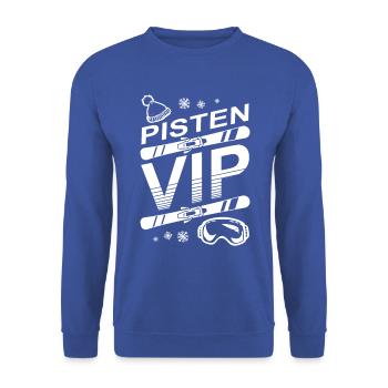 Pisten VIP Wintersport Skifahren Ski Schnee - Unisex Pullover - Royalblau - Vorne - Alina (178cm) & Michal (187cm)