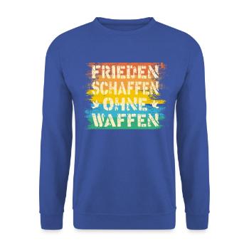 Frieden Schaffen ohne Waffen, Freiheit retro - Unisex Pullover - Royalblau - Vorne - Alina (178cm) & Michal (187cm)