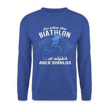 Biathlon Sportart Sport Wintersport Herren - Unisex Pullover - Royalblau - Vorne - Alina (178cm) & Michal (187cm)