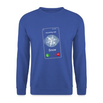 Appel Téléphone Motoneige Smartphone Sports d’hiver - Sweat-shirt Unisexe - bleu royal - Devant - Alina (178cm) & Michal (187cm)