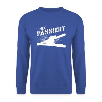 Nix passiert Skifahren Biathlon Langlauf - Unisex Pullover - Royalblau - Vorne - Alina (178cm) & Michal (187cm)