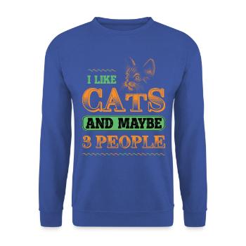 I like cats lustiger Spruch lustige Sprüche - Unisex Pullover - Royalblau - Vorne - Alina (178cm) & Michal (187cm)