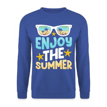 Enjoy the summer - Sommer Sonne Strand Meer - Unisex Pullover - Royalblau - Vorne - Alina (178cm) & Michal (187cm)