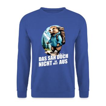 Murmeltier Wanderspruch wandern Berge so weit - Unisex Pullover - Royalblau - Vorne - Alina (178cm) & Michal (187cm)
