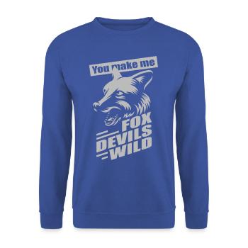 Fox Devils Wild FDW Fuchs Teufels Wild Denglisch - Unisex Pullover - Royalblau - Vorne - Alina (178cm) & Michal (187cm)