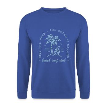 Beach Ocean Surf Club Humor Surfer Ästhetik - Unisex Pullover - Royalblau - Vorne - Alina (178cm) & Michal (187cm)