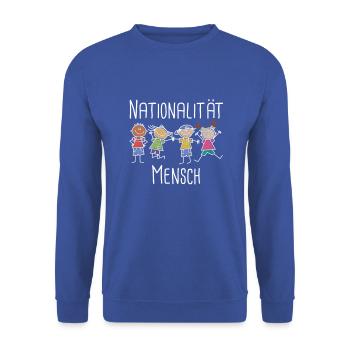 nationalité homme - Anti-Racisme - Diversité - Sweat-shirt Unisexe - bleu royal - Devant - Alina (178cm) & Michal (187cm)