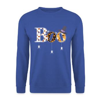 Boo Halloween Spider Witch Hat Witch Disguise - Unisex Sweatshirt - royal blue - Front - Alina (178cm) & Michal (187cm)