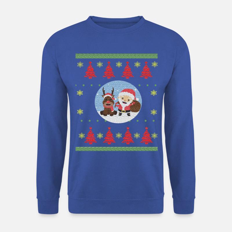 Weihnachten stricken - Unisex Pullover - Royalblau