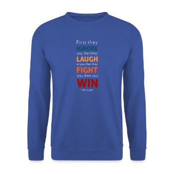 Dann gewinnst du - Unisex Pullover - Royalblau - Vorne - Alina (178cm) & Michal (187cm)