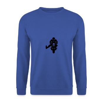 Motorradfahrer - Unisex Pullover - Royalblau - Vorne - Alina (178cm) & Michal (187cm)