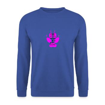 Die mit dem Hund geht mit Pfote rosa - Unisex Pullover - Royalblau - Vorne - Alina (178cm) & Michal (187cm)