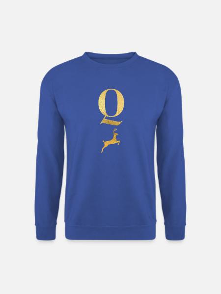 Buchstabe Q Goldener Hirsch - Geschenkidee - Unisex Pullover - Royalblau