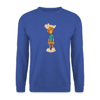 Fröhlicher Matschjunge im Abenteuer - Unisex Pullover - Royalblau - Vorne - Alina (178cm) & Michal (187cm)