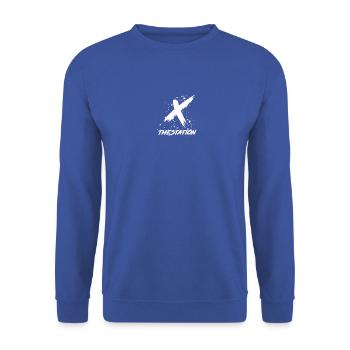 TheStationX en logo blanc - Sweat-shirt Unisexe - bleu royal - Devant - Alina (178cm) & Michal (187cm)