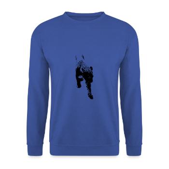 Leopard schwarz / weiß elgante Raubkatze - Unisex Pullover - Royalblau - Vorne - Alina (178cm) & Michal (187cm)