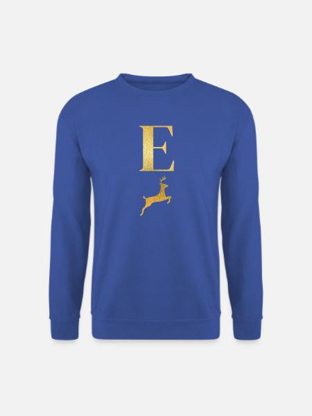 Buchstabe e goldener Hirsch - Geschenkidee - Unisex Pullover - Royalblau