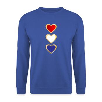 Herz der niederländischen Flagge - Unisex Pullover - Royalblau - Vorne - Alina (178cm) & Michal (187cm)