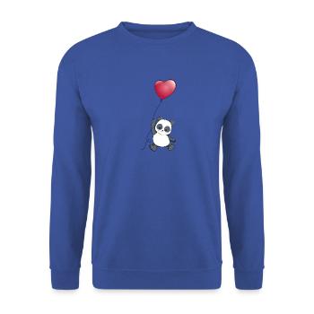 Panda Herz - Unisex Pullover - Royalblau - Vorne - Alina (178cm) & Michal (187cm)