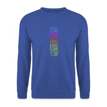 Regenbogenschnecken-Neon - Unisex Pullover - Royalblau - Vorne - Alina (178cm) & Michal (187cm)
