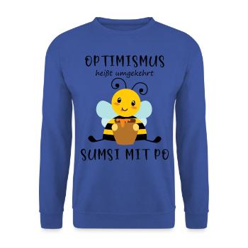 Biene Optimismus Sumsi mit Po - Unisex Pullover - Royalblau - Vorne - Alina (178cm) & Michal (187cm)