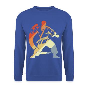 Karateka Skizze - Unisex Pullover - Royalblau - Vorne - Alina (178cm) & Michal (187cm)