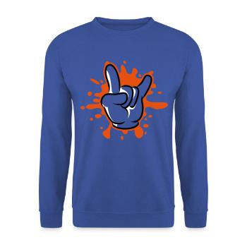 hand party symbol klecks - Unisex Pullover - Royalblau - Vorne - Alina (178cm) & Michal (187cm)