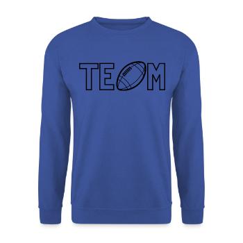 Team - Unisex Pullover - Royalblau - Vorne - Alina (178cm) & Michal (187cm)