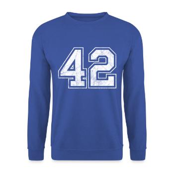 Number 42 - Unisex Sweatshirt - royal blue - Front - Alina (178cm) & Michal (187cm)