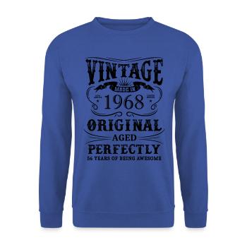 Vintage Made In 1968 56 ans d’être génial - Sweat-shirt Unisexe - bleu royal - Devant - Alina (178cm) & Michal (187cm)
