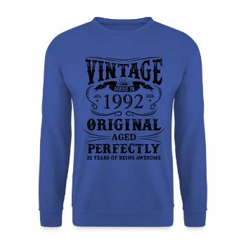 Vintage Made In 1992 32 ans d’être génial - Sweat-shirt Unisexe - bleu royal - Devant - Alina (178cm) & Michal (187cm)
