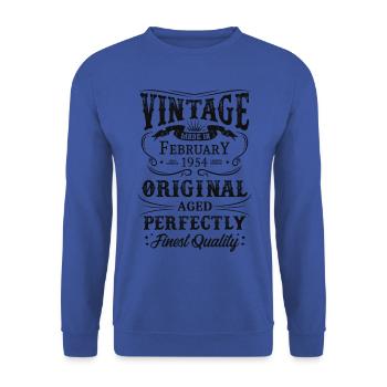 Vintage Made In 1954 Baujahr Februar 1954 Geboren - Unisex Pullover - Royalblau - Vorne - Alina (178cm) & Michal (187cm)
