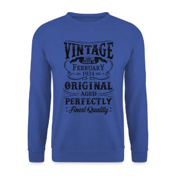 Millésime Fabriqué En 1934 Année de naissance Février 1934 - Sweat-shirt Unisexe - bleu royal - Devant - Alina (178cm) & Michal (187cm)