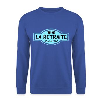 La retraite c'est la fête. Départ en retraite. - Sweat-shirt Unisexe - bleu royal - Devant - Alina (178cm) & Michal (187cm)